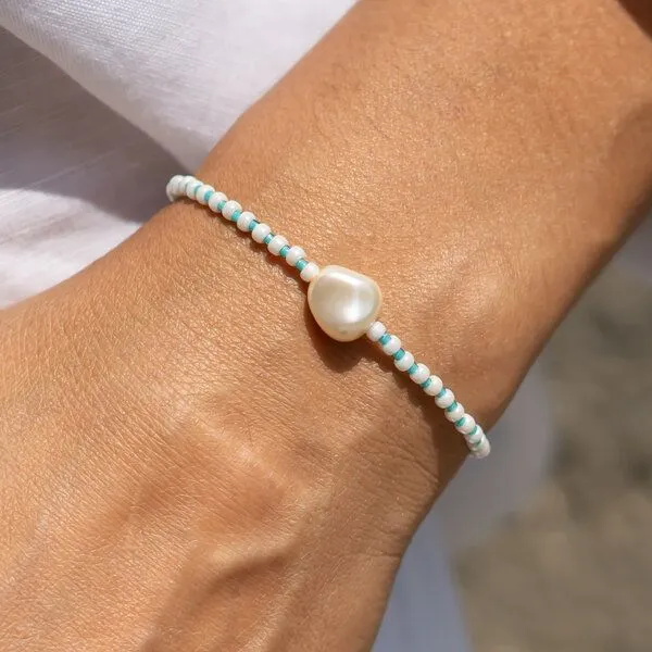 juni juni Sommer Perlenarmband Maui, Aqua (blau), – Produktbild 1 von 5