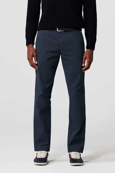 Meyer MEYER Micro Print Baumwoll Twill Chino, Blau (dunkelblau), – Produktbild 1 von 4
