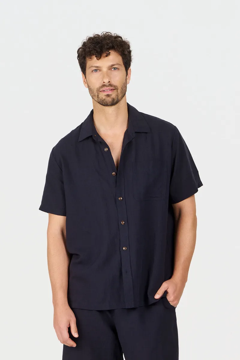 KOMODO KOMODO Herren vegan Hemd Loyle Navy, Extra dunkelblau, – Produktbild 2 von 2