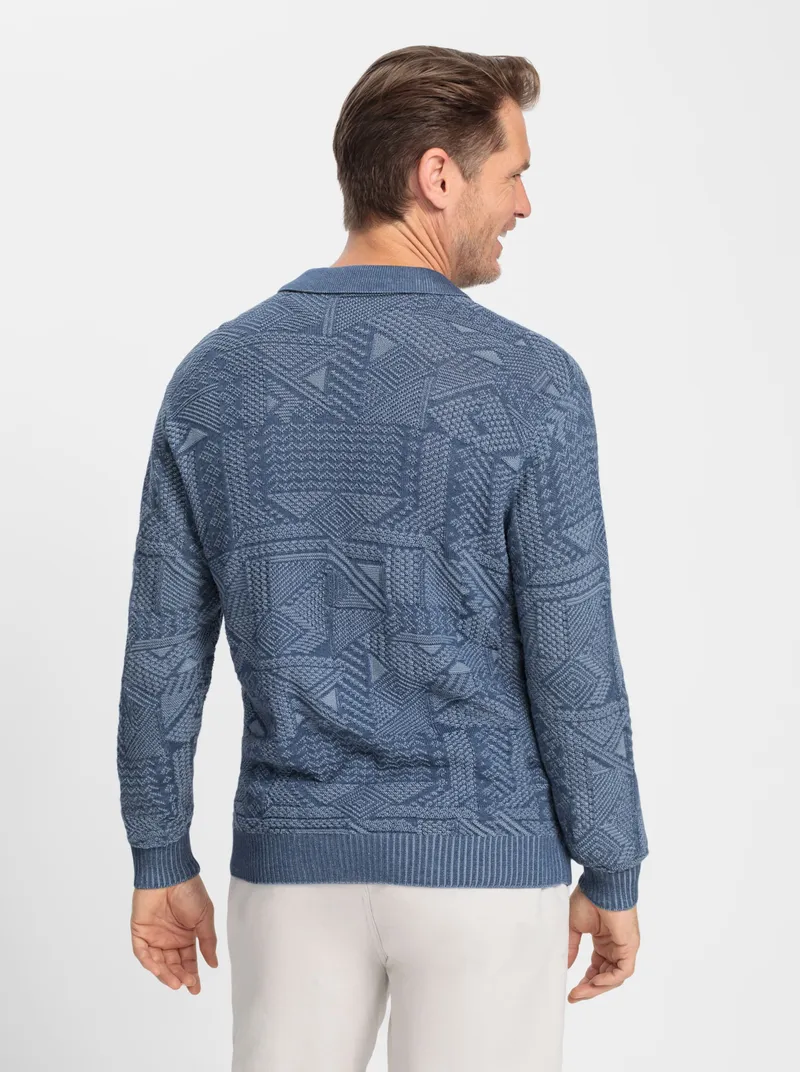 marco donati Polopullover, Jeansblau-bleu-meliert, – Produktbild 2 von 2