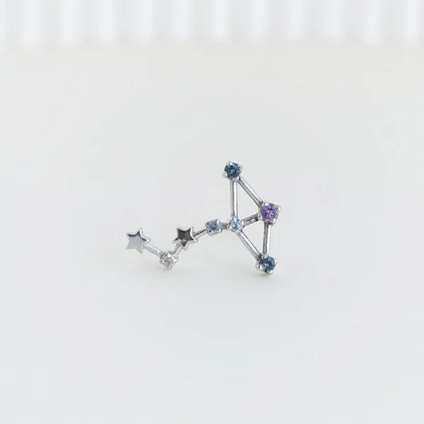 Eppi Eppi Goldener Ohrring mit Sternzeichen Scorpio, Weiss, – Produktbild 1 von 4