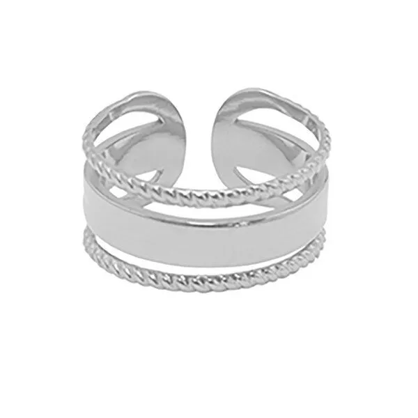 ELEKTROPULLI Größenverstellbarer BOLD TRIPLE Ring ca. Ø 17 - 19mm von Elektropulli, Silber, – Produktbild 1 von 3