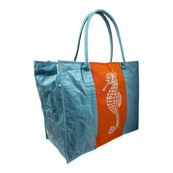 Beadbags Beadbags Einkaufstasche Ri94 recycelter Reissack, Seepferd blau, – Produktbild 2 von 4