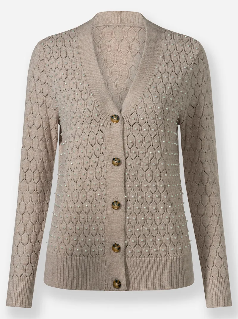 Witt Ajourstrickjacke, Sesam-meliert, – Produktbild 1 von 2