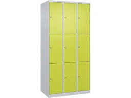 C+P C+P Schließfachschrank Classic PLUS, 9 Fächer, 1850x900x500mm, Lichtgrau/Clowngrün – Produktbild 1 von 1