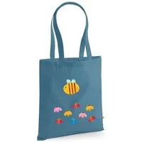 MelaDi Meladi Tragetasche / Tote Bag aus Biobaumwolle - Blumenwiese auf Sky Blue – Produktbild 1 von 1