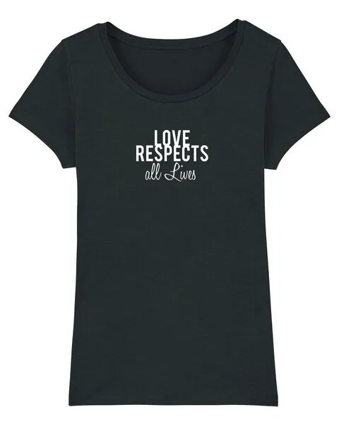Human Family Human Family Bio Damen T-Shirt "Love - Respects" in 4 Farben, Schwarz, – Produktbild 1 von 3