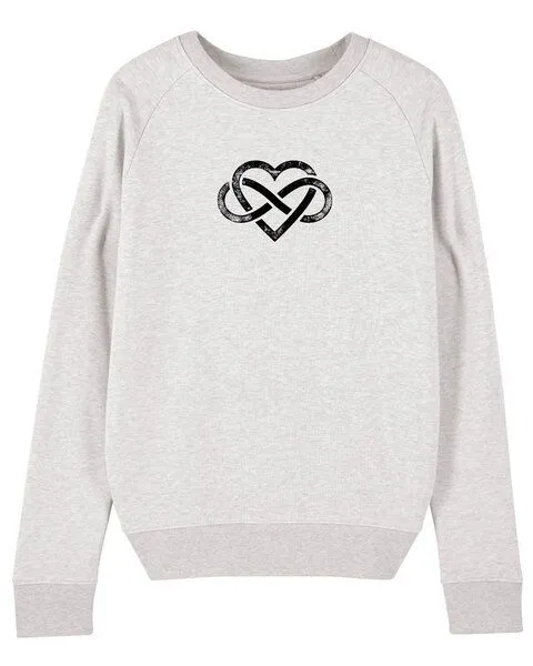Human Family Human Family Bio Damen Rundhals Sweatshirt "Feel - Endless Love" - in 7 Farben, Hellgrau-meliert, – Produktbild 1 von 4