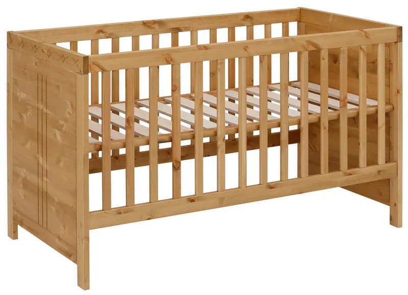 OTTO home Babybett Indra, Schlupfsprossen, 4-fach verstellbare Liegehöhe, FSC® zertifiziertes Massivholz, Landhausstil mit tollen Details, Beige, – Produktbild 4 von 5