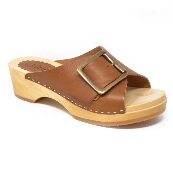 Grünbein Shoes Grünbein Shoes Holzclog-Pantolette Banu, Whisky, – Produktbild 1 von 4