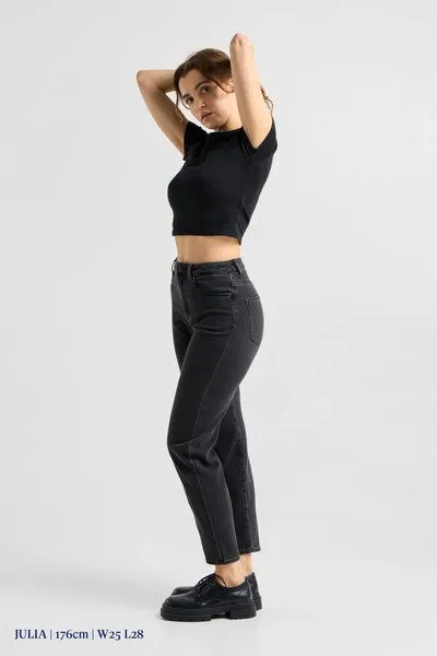 DAWN Damen Jeans STARDUST High Waist O-Shape DAWN Bio-Baumwolle, Black/black, – Produktbild 5 von 6