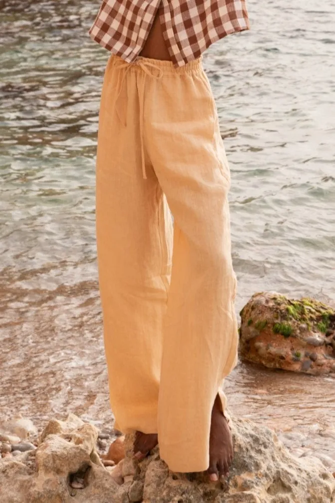 AmourLinen AmourLinen Damen vegan Hose Leah Senfgelb, Hellgelb, – Produktbild 2 von 2