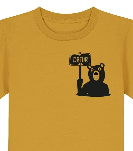 päfjes päfjes Der Bär ist DAFÜR! Du auch? - Kinder T-Shirt aus Bio Baumwolle Fair - Siebdruck, Ochre (gelb), – Produktbild 1 von 3