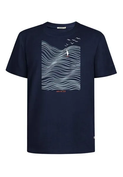 GreenBomb GREENBOMB Nature Sea Vibes Fusion - Lässiges T-Shirt aus Bio-Baumwolle / hochwertiger Print / GOTS / Fair & Vegan, Blau (marineblau), – Produktbild 1 von 4