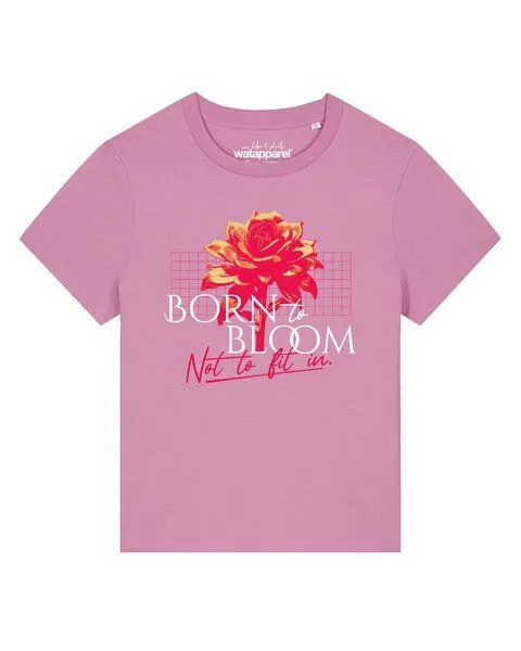 watapparel watapparel T-Shirt Frauen Born to bloom, Bubble pink, – Produktbild 1 von 2