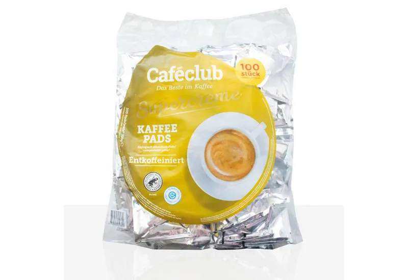 Caféclub Kaffee Caféclub Supercreme entkoffeiniert Kaffeepads 100 Stück – Produktbild 1 von 1
