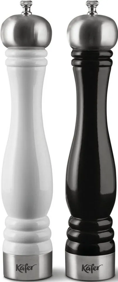 Käfer Käfer Salz- / Pfefferstreuer, (Set, 2-tlg), FSC®, Keramik-Mahlwerk für Salz, Edelstahl-Mahlwerk für Pfeffer, Schwarz, – Produktbild 2 von 2