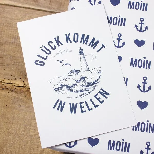 Bow & Hummingbird Bow & Hummingbird Postkarte "Glück kommt in Wellen" – Produktbild 3 von 3
