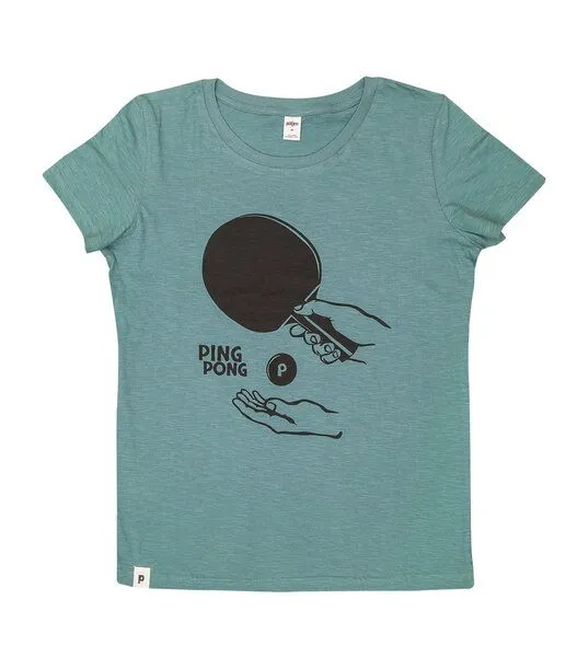 päfjes päfjes Ping Pong Tischtennis - Frauen T-Shirt - Fair gehandelt aus Baumwolle Bio - Slub, Mint, – Produktbild 2 von 3
