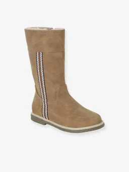 Vertbaudet Gefütterte Stiefel mit Reißverschluss und Zierborte für Mädchen camel – Produktbild 1 von 1