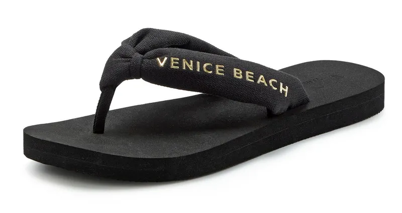 VENICE BEACH VENICE BEACH Badeschuhe, Badelatsche, Flip Flop, Sandale, Pantolette, Sommerschuhe Badezehentrenner NEU Zehentrenner mit wasserabweisender und leichter Sohle VEGAN, Schwarz, – Produktbild 3 von 5