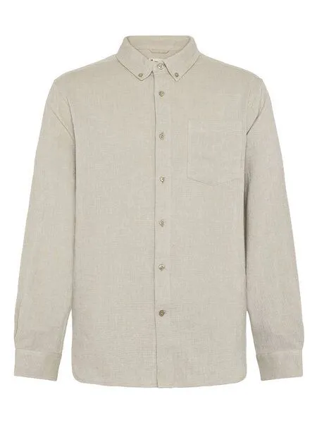 KnowledgeCotton Apparel KnowledgeCotton Apparel Langarmhemd mit Struktur aus Bio-Baumwolle, Grün-twill, – Produktbild 1 von 2