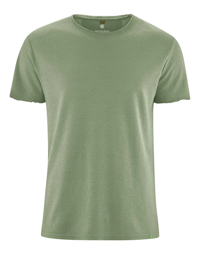 HempAge Hempage Herren vegan T-Shirt Timeless Basic In Kaktusgrün, Grün, – Produktbild 1 von 2