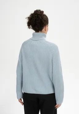 MELA MELA Damen vegan Strickpullover Rippen-Rollkragen Chirha Cloudy Blue – Produktbild 1 von 1