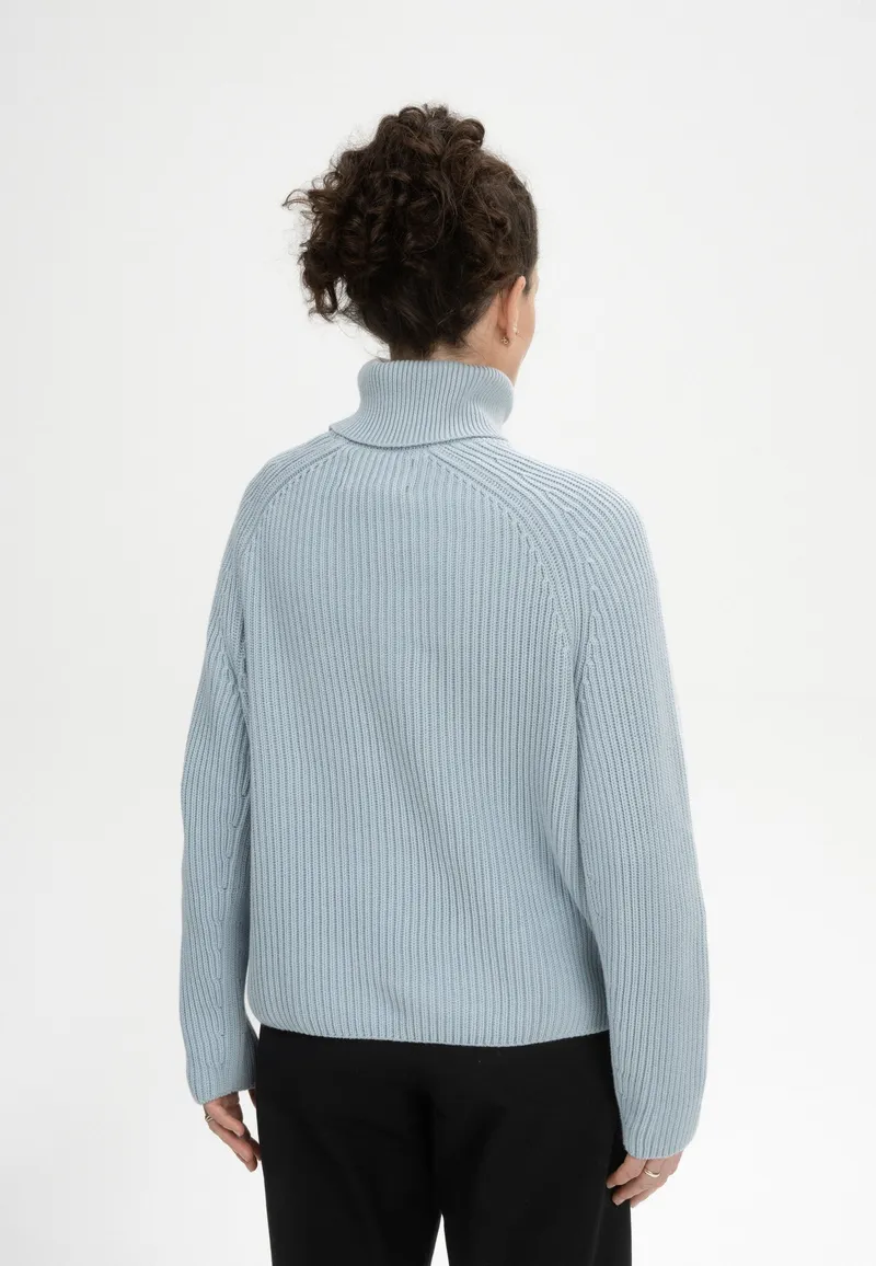 MELA MELA Damen vegan Strickpullover Rippen-Rollkragen Chirha Cloudy Blue, Hellblau, – Produktbild 1 von 2