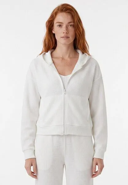 ORGANICATION ORGANICATION JENNIFER | Waffel-Hoodiejacke aus Bio-Baumwolle & recyceltem Polyester, White, – Produktbild 1 von 5