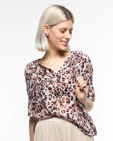 Alma & Lovis Alma & Lovis Print-Bluse aus Bio-Baumwoll-Batist | Batist Gep Raglanbluse, Rose quarz (rose-rosa), – Produktbild 1 von 4