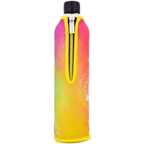 Dora's Dora's Dora’s Glas-Trinkflasche "Chakren" (0,5l) – Mit isolierender Neoprenhülle – Achtsamkeit – Produktbild 3 von 5