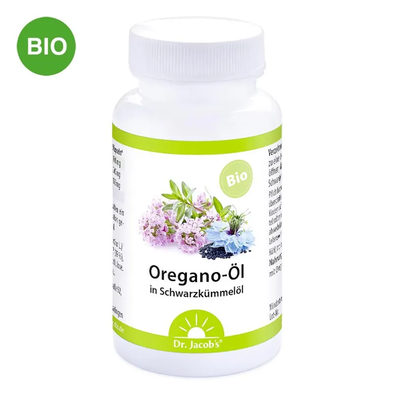 Dr. Jacob's Dr. Jacob's Oregano-Öl BIO Schwarzkümmelöl vegan Kapseln – Produktbild 1 von 1