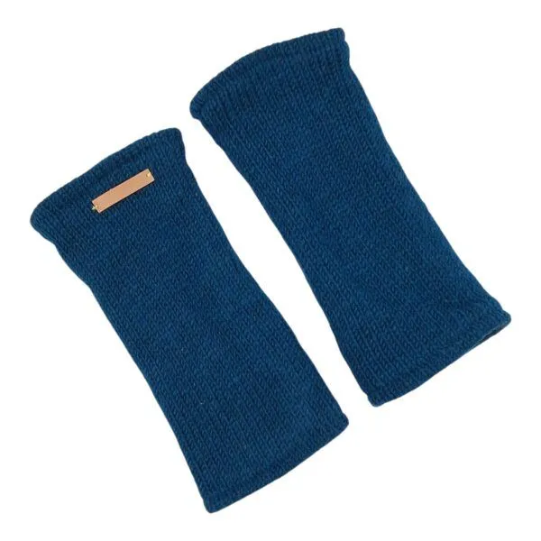 short'n'pietz short'n'pietz Schurwollhandstulpen, handgestrickt, Petrol, – Produktbild 1 von 1