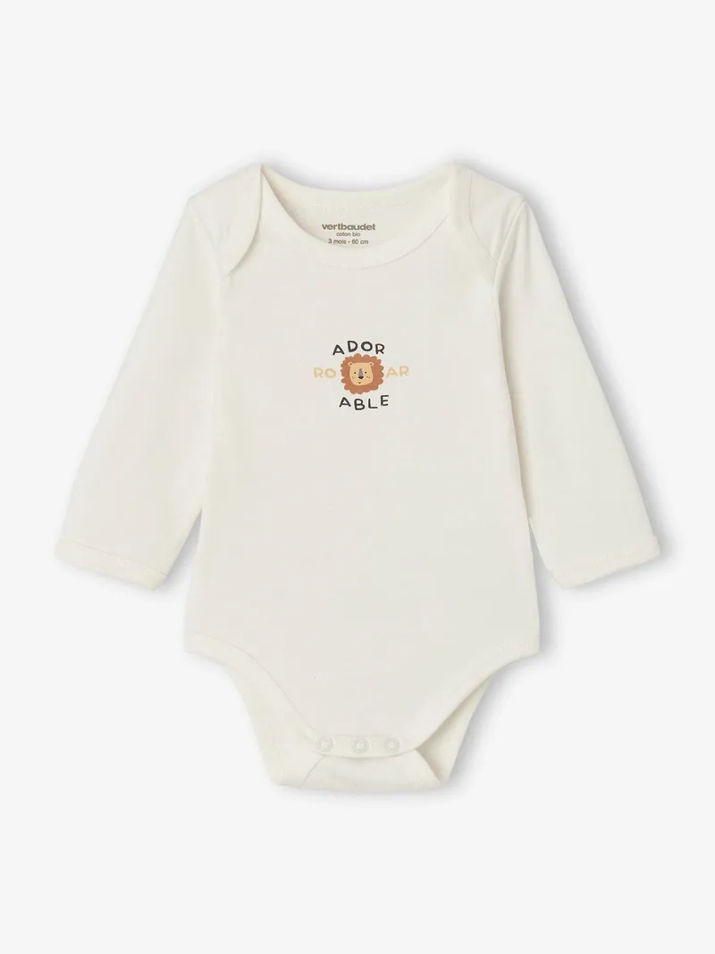 Vertbaudet Vertbaudet Langarm-Bodys Baby im 3er-Pack Baumwolle, Hellbraun, – Produktbild 2 von 4