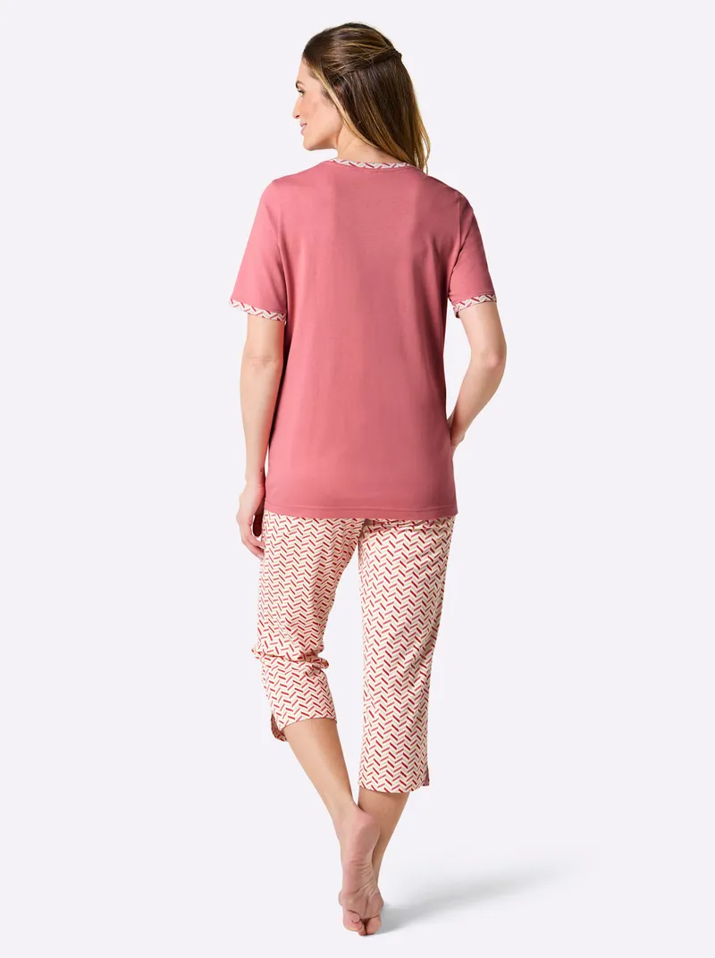 wäschepur Capri-Anzug flamingo-weiß-bedruckt, Flamingo-weiß-bedruckt, – Produktbild 2 von 2