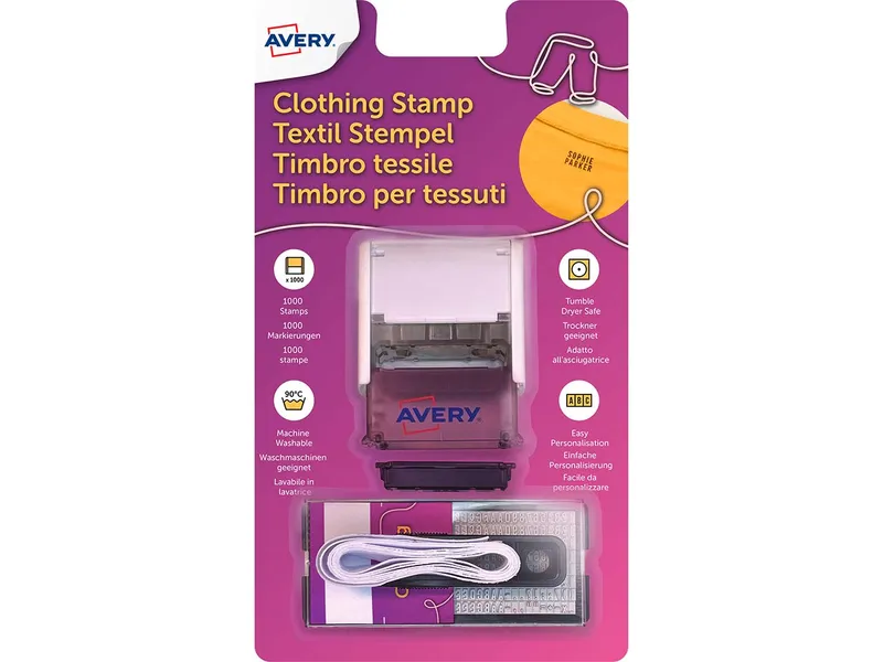 Avery Zweckform Avery Zweckform Textilstempel für Kleidung inkl. Textilstempelkissen, Namensstempel – Produktbild 1 von 1