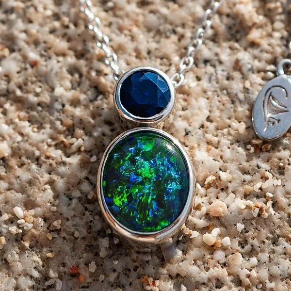 Spirit of Island Spirit of Island Kette mit Anhänger | Opal & Saphir, Silber, – Produktbild 4 von 4