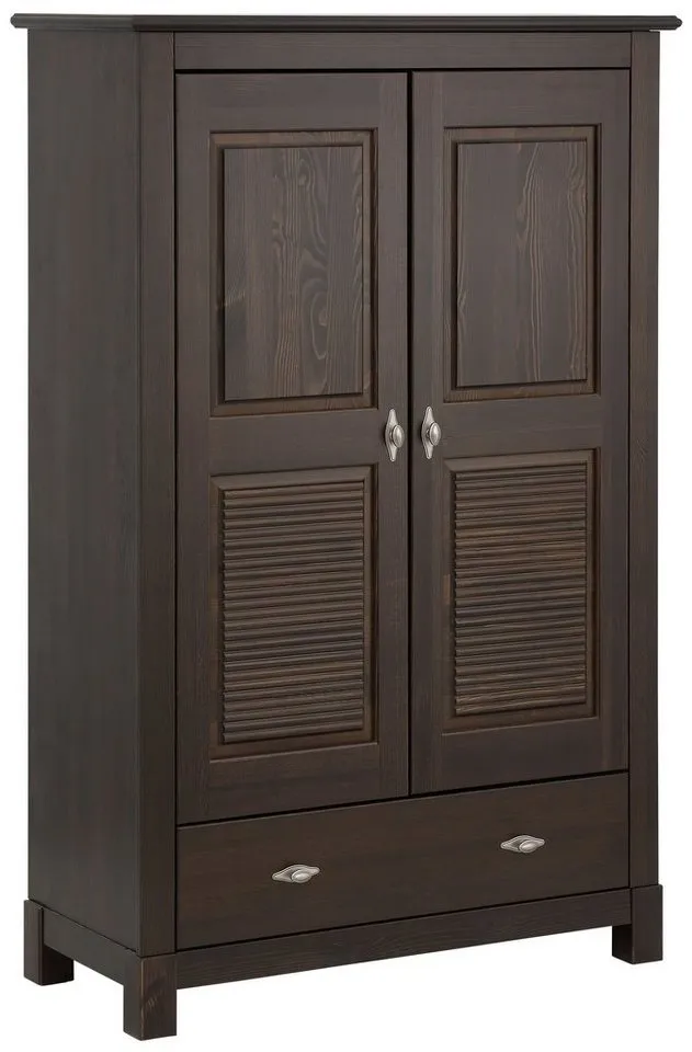 OTTO home Wäscheschrank Rauna (B/H/T ca. 96/155/38 cm) aus massiver Kiefer, FSC®, 2-türig, 96cm breit, Braun, – Produktbild 2 von 5