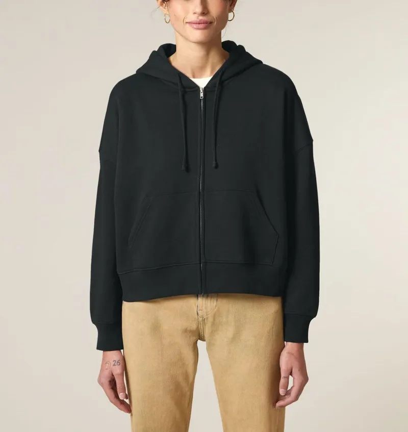 UNIPOLAR UNIPOLAR Damen vegan Reißverschluss Hoodie Idai, Schwarz, – Produktbild 1 von 2