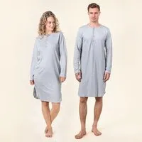 Living Crafts Living Crafts DOMINIQUE - Unisex Nachthemd im angesagten Retro-Look, Grey melange, – Produktbild 1 von 1