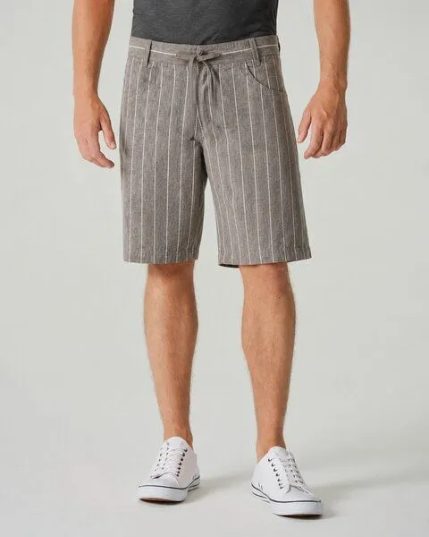 HempAge HempAge Gestreifte Herren-Shorts Hanf/Biobaumwolle, Asphalt(grau), – Produktbild 1 von 4