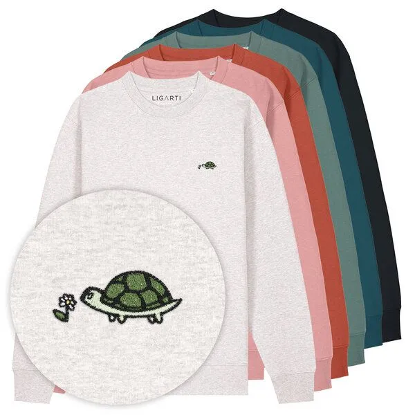 LIGARTI Bestickter Pullover – Lars die Schildkröte – LIGARTI Tiermanufaktur, Altrosa, – Produktbild 2 von 3