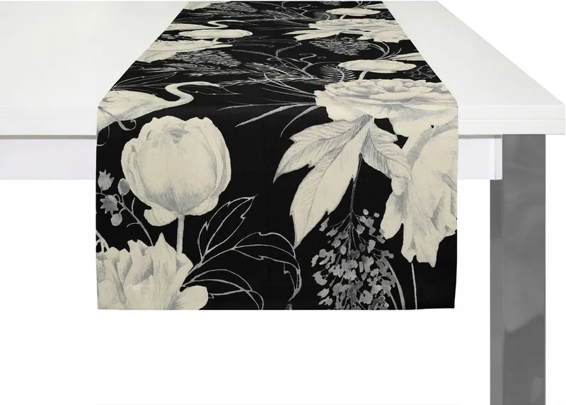 Adam Tischläufer Eden (1-tlg), GOTS organic,zertifiziert durch CERES 0242Made in Germany, Schwarz, – Produktbild 1 von 3