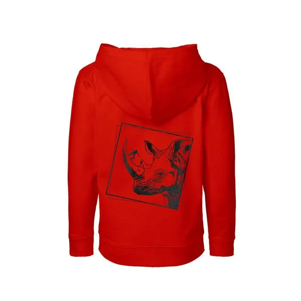 HANDGEDRUCKT HANDGEDRUCKT Unisex Kinder Zip Up Hoody "Rhinoskateros", Red, – Produktbild 1 von 4