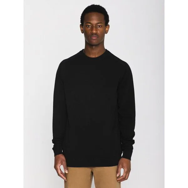 KnowledgeCotton Apparel KnowledgeCotton Apparel Regular merino knit crew neck - aus Merino-Wolle, Black jet (schwarz), – Produktbild 1 von 3