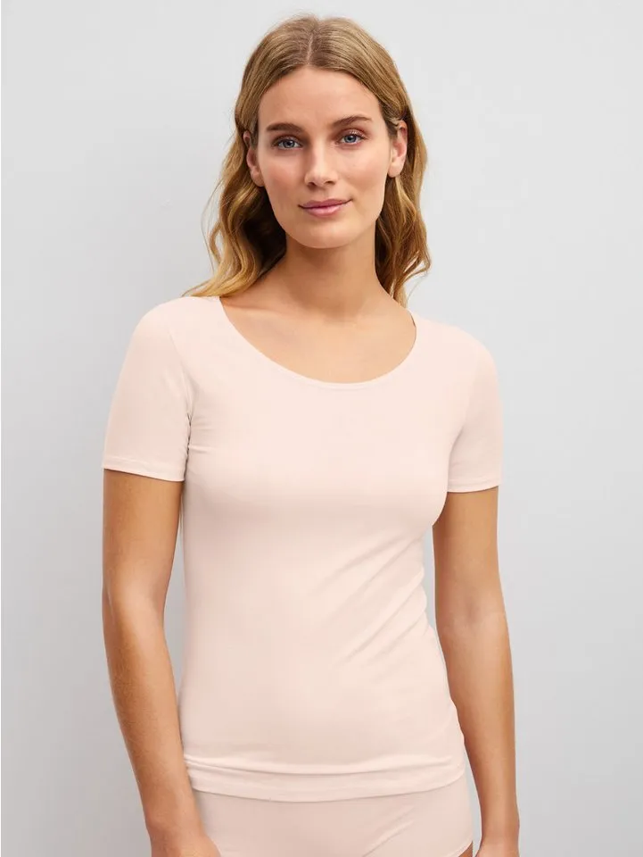 CALIDA CALIDA Unterziehshirt Natural Comfort mit Rundhals und reduzierter Pillingbildung, Rosa, – Produktbild 3 von 5