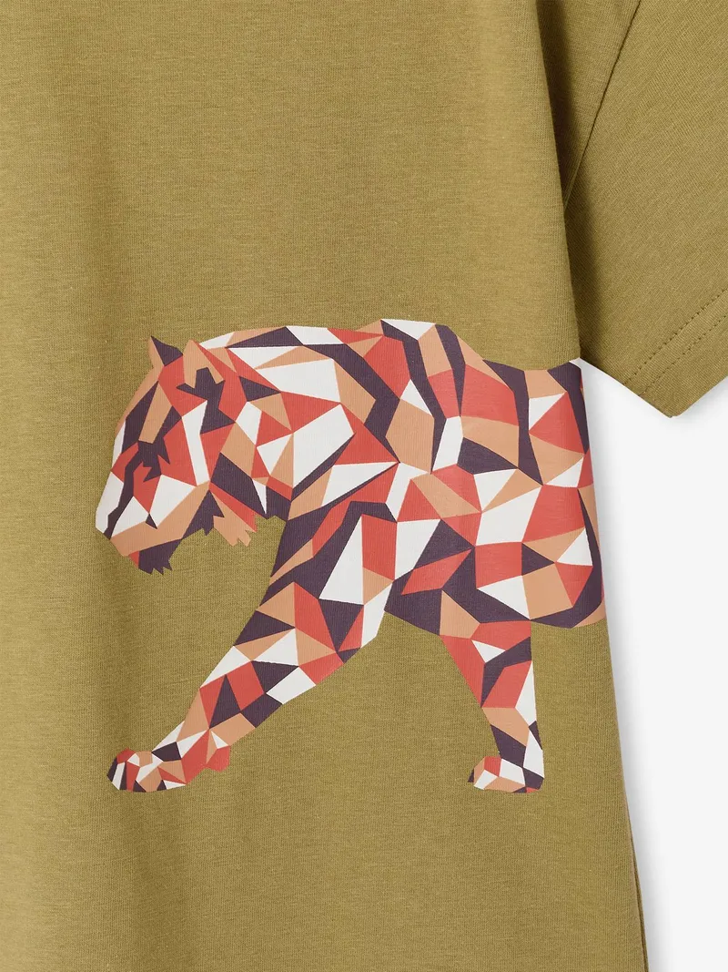 Vertbaudet T-Shirt Jungen mit Tiger-Print, Olivgrün, – Produktbild 2 von 2