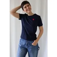Kultgut Kultgut Artdesign - Biofair- Flauschiges Femin Shirt / little red heart, Dunkelblau, – Produktbild 1 von 1