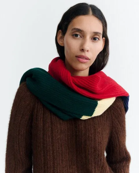 thinking mu thinking mu Color-Block Strickpullover aus Bio-Baumwolle Modell: Petra, Multi (rot/grün), – Produktbild 3 von 4